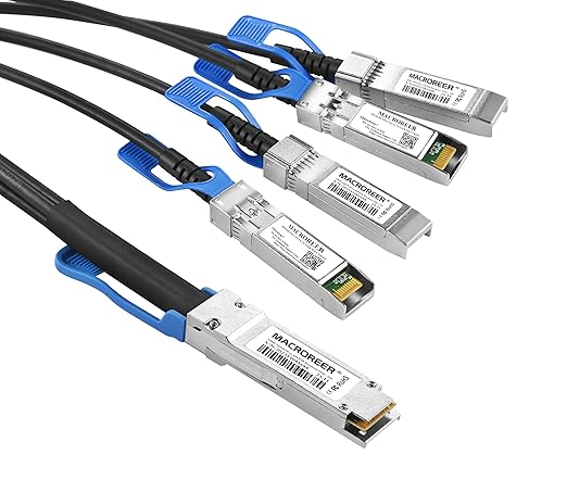 100G QSFP28 Breakout DAC-100GBase QSFP28 to 4 x 25G SFP28 Passive Direct Attach Copper Breakout Cable for Cisco QSFP-4SFP25G-CU50CM,0.5m (2ft)