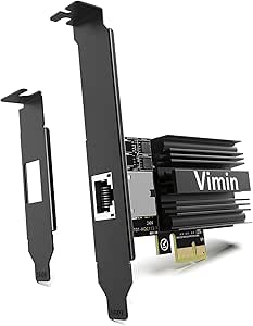 10G PCIE4.0×1 Network Card, Marvel AQC113 Controller, VIMIN 10Gb Base-T Ethernet Adapter Card Compatible with PCI Express X1,X4,X8,X16, 10G NIC RJ45 Port Support Windows/Windows Server/Linux/VMware