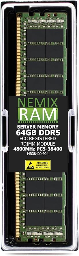 64GB DDR5 4800MHZ PC5-38400 2Rx4 1.1V CL40 288-PIN ECC Registered RDIMM NEMIX RAM Server Memory Compatible with Samsung M321R8GA0BB0‐CQK