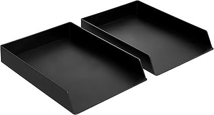 Amazon Basics Plastic Organizer - Letter Tray, Black, 2-Pack