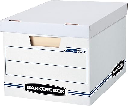 Bankers Box Stor/File Basic-Duty Storage Boxes, 6 Pack (70325),White/Blue