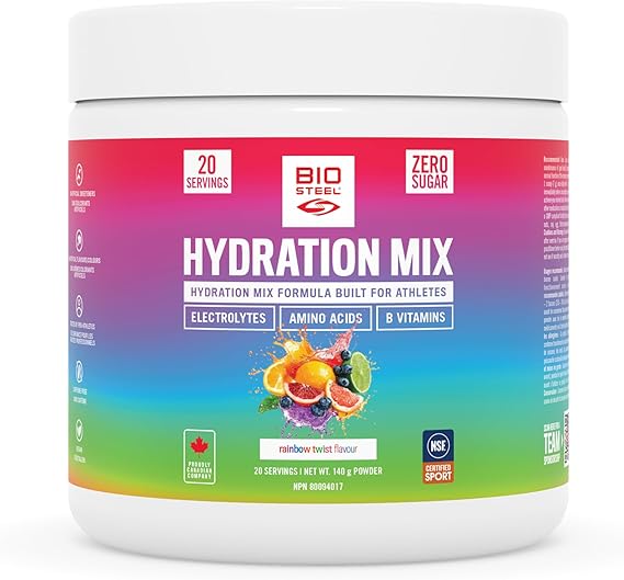 BioSteel Electrolyte Hydration Mix Powder, Zero Sugar, No Artificial Flavours, Rainbow Twist, 20 Serving Container