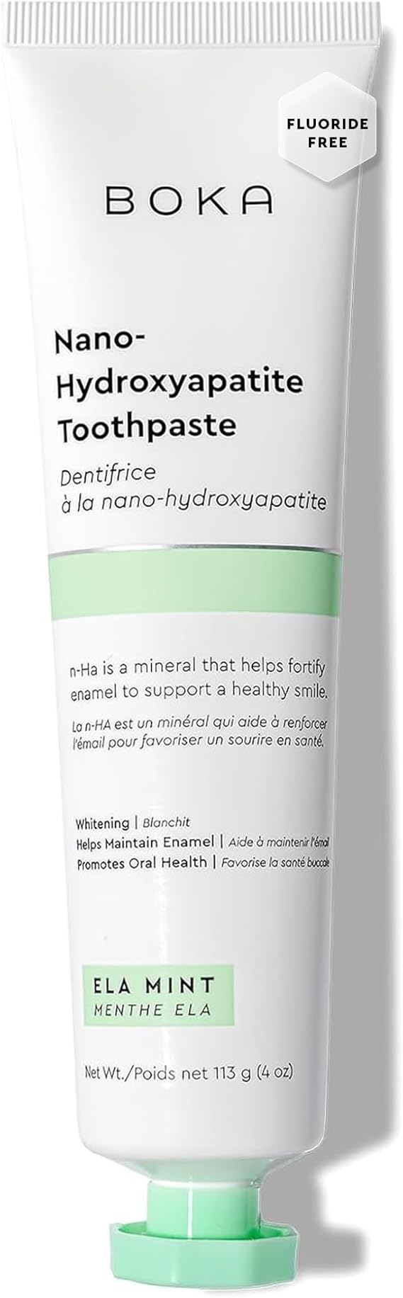 Boka Fluoride Free Toothpaste, Nano Hydroxyapatite Toothpaste, Appropriate for Sensitive Teeth - for Adult Oral Care - Ela Mint Flavor, 4 Fl Oz (113g) 1Pk