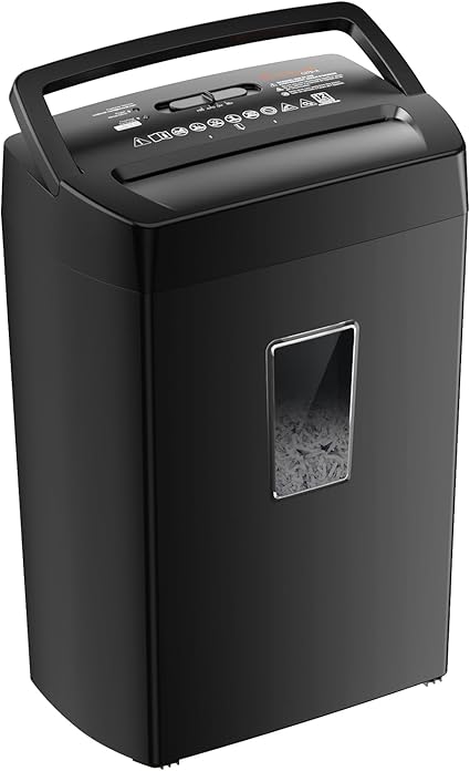 Bonsaii 12-Sheet Cross Cut Paper Shredder, 5.5 Gal Home Office Heavy Duty Shredder for Paper, Credit Card, Mail, Staples, with Transparent Window, High Security Level P-4 (C275-A)