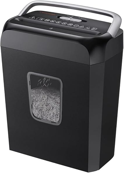 Bonsaii 6-Sheet Crosscut Paper Shredder for Home Use, Small Paper Shredder for Home Office, Portable Document Shredder with 3.4 Gal Wastebasket (C237-B)
