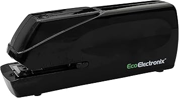 EcoElectronix Portable Automatic Electric Stapler - 30 Sheet Capacity, Quiet Operation, Jam-Free and Easy Reload - AC Adapter/Battery Powered, (Black)