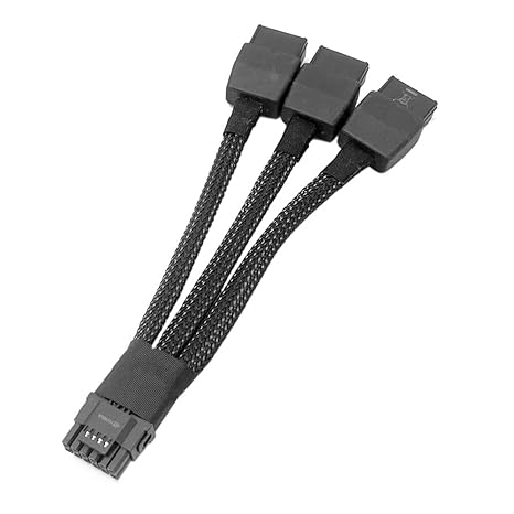 GinTai 12VHPWR GPU Power Cable for NVIDIA RTX 4090/4080/4090/RTX 5070/5080/5090-3x8P to 16PIN (12+4) 16AWG Copper Reinforced (15CM/5.91 ″) Câble d'alimentation Pour GPU