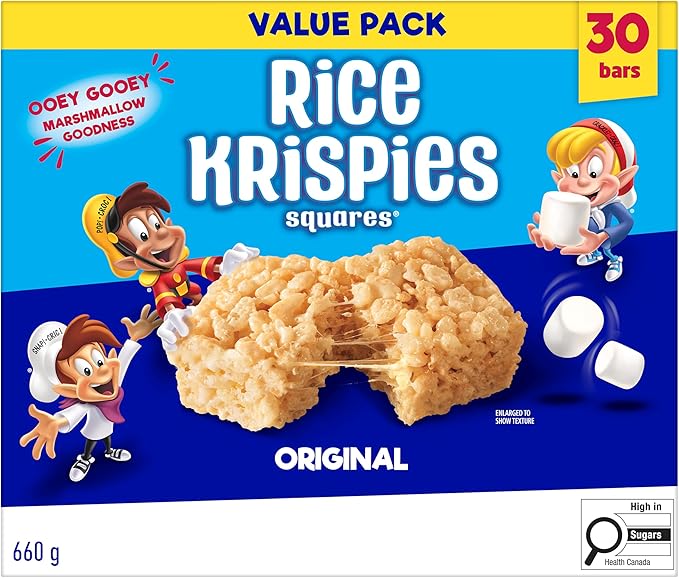 Kellogg's Rice Krispies Square Bars 660g Jumbo Pack-Original, 30 Cereal Bars {Imported from Canada}