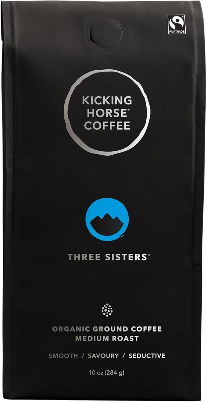 Kicking Horse Coffee - Three Sisters Blend ;Ground 100% Arabica Coffee ; Medium Roast ; All Organic & Fairtrade ; 284 g