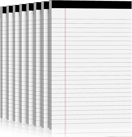 Legal Pads 5 x 8 Inch Note Pads, 8 Pack Notepad for Work Lined Writing Pads of White Paper Narrow Ruled for Office/School/College/Business, Multipurpose Notes Scratch & Memo Pads, (30 Sheets/Pad)