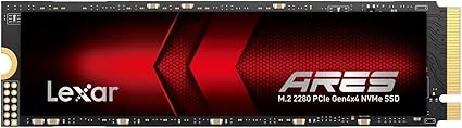 Lexar ARES 4TB SSD, M.2 2280 PCIe Gen4x4 1.4 Internal NVMe SSD, Up to 7,400MB/s Read & 6,500MB/s Write, Internal Solid State Drive for PS5, PC, Laptop, Gamers, Creators, Professionals