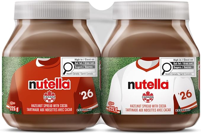 NUTELLA Hazelnut Spread with Cocoa for Breakfast; 725 Grams Jar; 2 Pack; 1450 Grams