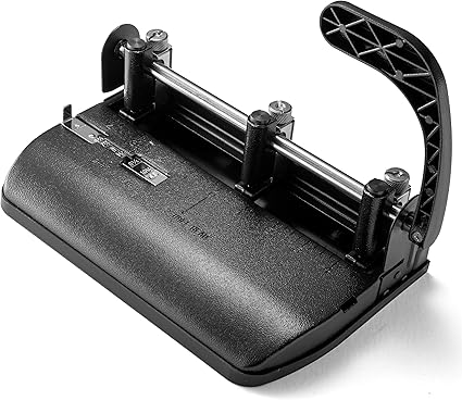 Officemate Heavy Duty Adjustable 2-3 Hole Punch with Lever Handle, 32-Sheet Capacity, Black (90078)