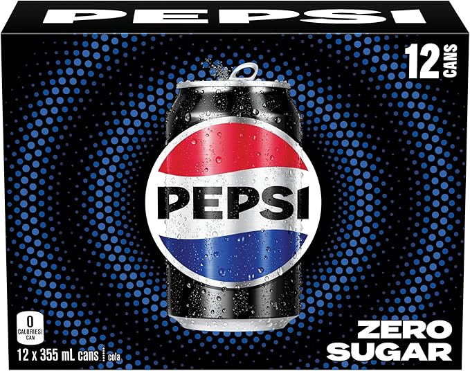 Pepsi Zero Sugar cola, 355 mL Cans, 12 Pack