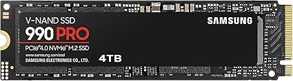 SAMSUNG 990 PRO SSD 4TB PCIe Gen4 NVMe M.2 Internal Solid State Hard Drive, Up to 7,450MB/s, Heat Control, Direct Storage and Memory Expansion, MZ-V9P4T0B/AM [Canada Version]
