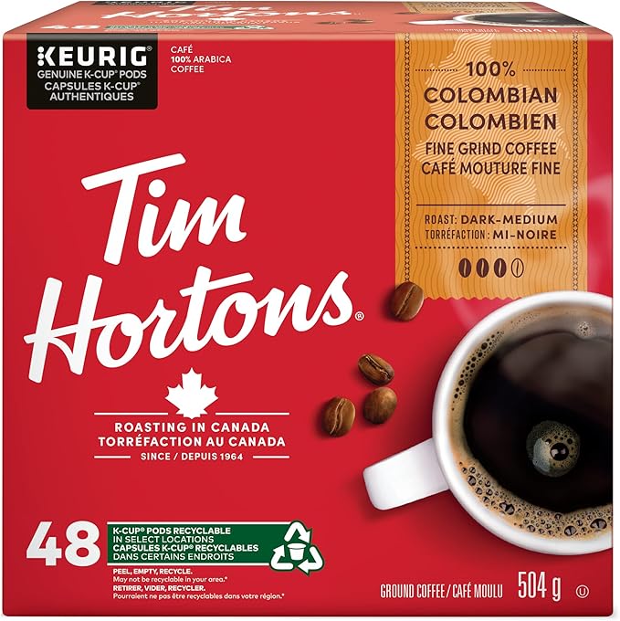 Tim Hortons Colombian Coffee, Single Serve Keurig K-Cup Pods, Medium Roast, 48 Count