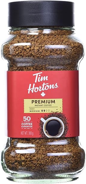 Tim Hortons Medium Roast Instant Coffee, 100% Colombian, 300g Jar