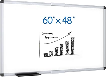 VIZ-PRO Large Dry Erase White Board/Magnetic Foldable Whiteboard, 60 X 48 Inches, Silver Aluminium Frame